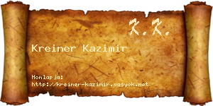 Kreiner Kazimir névjegykártya